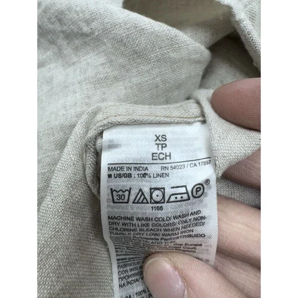 Banana Republic Slim-Fit Linen Shirt Natural Beige Classic Size XS Long Sleeve - Picture 8 of 11